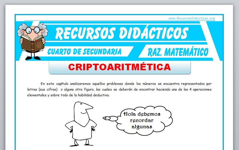 Ficha de Criptoaritmética Ejercicios para Cuarto de Secundaria