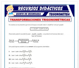 Ficha de Ejercicios de Transformaciones Trigonométricas para Quinto de Secundaria