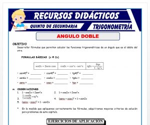 Ficha de Función Trigonométrica de Ángulo Doble para Quinto de Secundaria