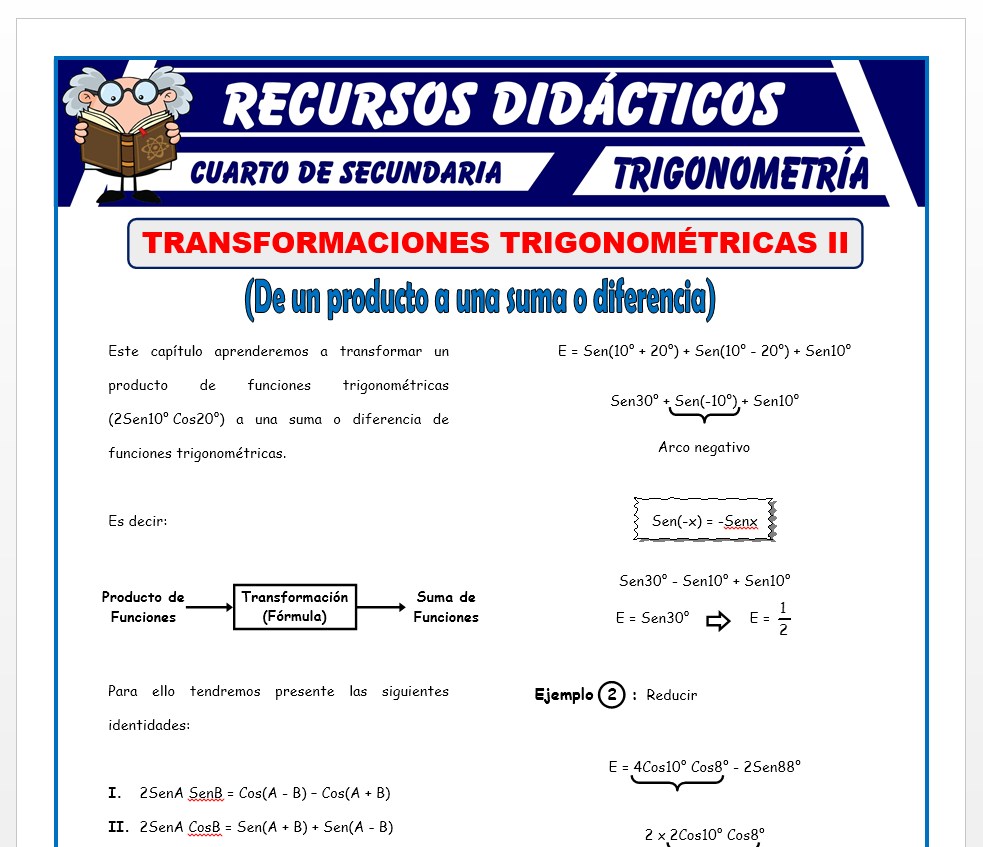 Ejercicios de Trigonometria para Cuarto de Secundaria | Recursos – 2025