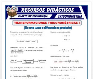 Ficha de Transformaciones Trigonométricas 1 para Cuarto de Secundaria