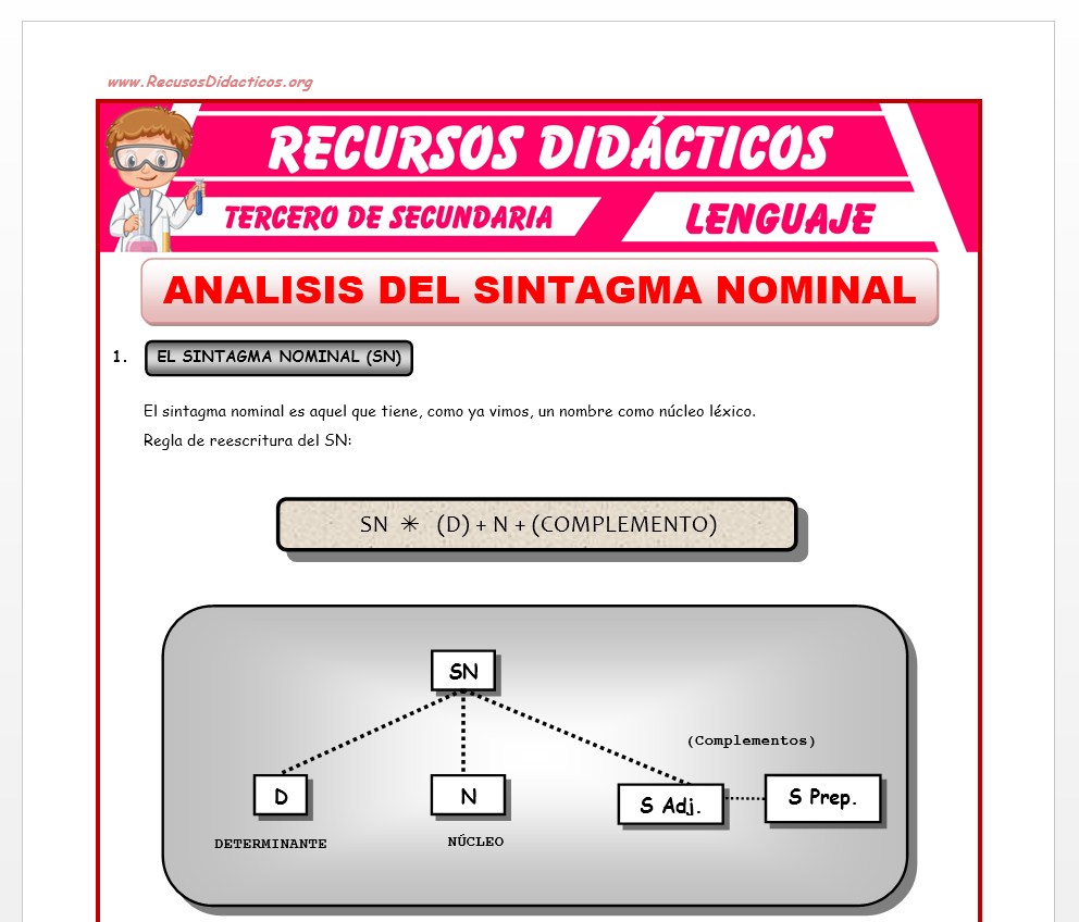 Ficha de Análisis del Sintagma Nominal para Tercero de Secundaria