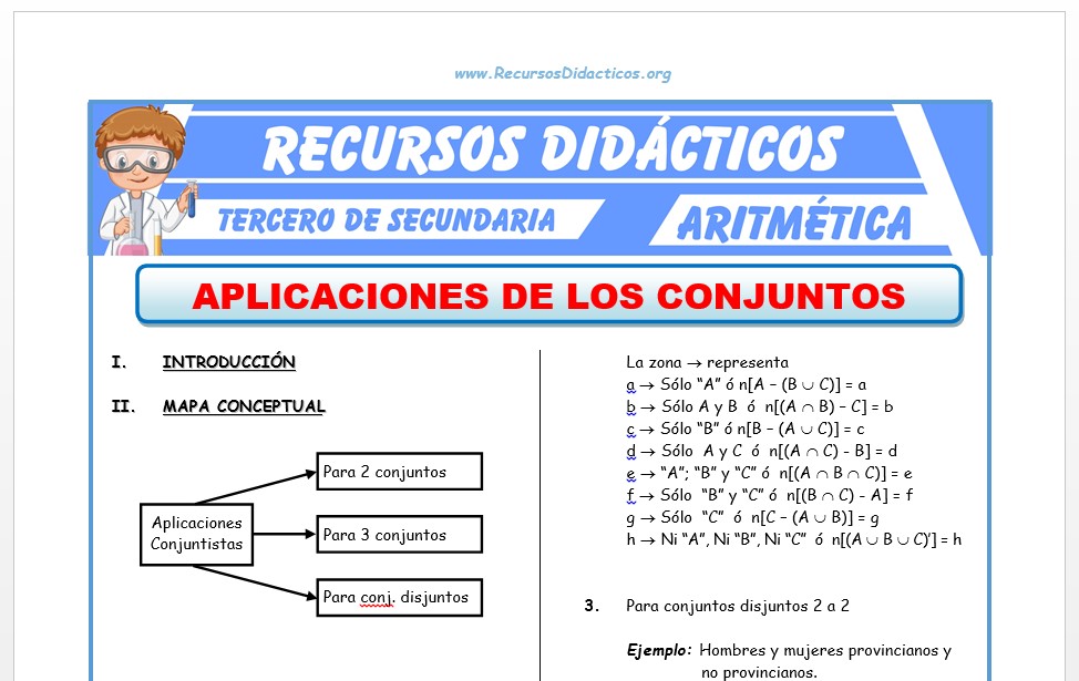 Ficha de Aplicaciones de la Teoría de Conjuntos para Tercero de Secundaria