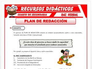 Ficha de Concepto de Plan de Redacción para Cuarto de Secundaria