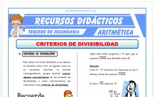 Ficha de Criterios de Divisibilidad para Tercero de Secundaria