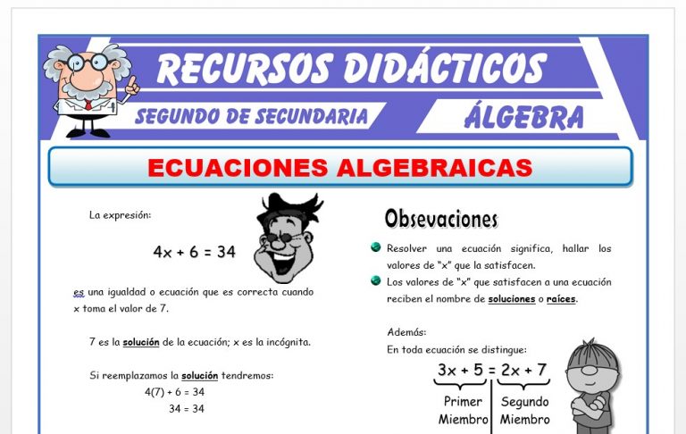 Ecuaciones Algebraicas para Segundo de Secundaria – Recursos