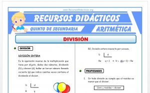 Ficha de Ejercicios de División para Quinto de Secundaria