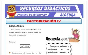 Ficha de Factorización por Aspa Simple para Primero de Secundaria