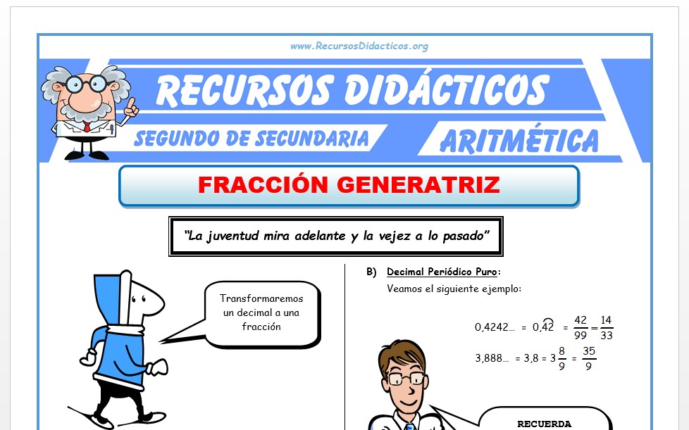 Ficha de Fracción Generatriz para Segundo de Secundaria