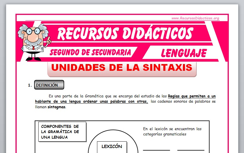 Ficha de La Sintaxis para Segundo de Secundaria
