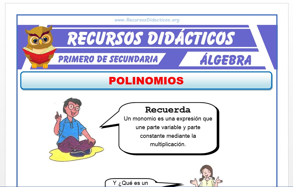 Ficha de Los Polinomios para Primero de Secundaria