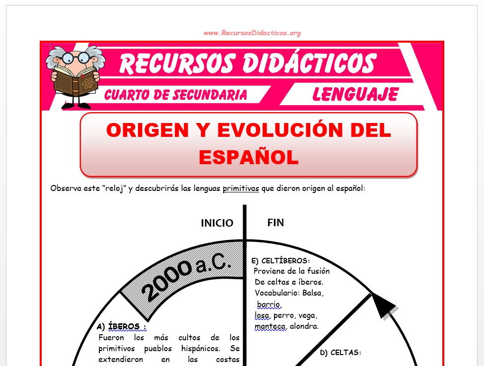 Ficha de Origen y Evolución del Español para Cuarto de Secundaria