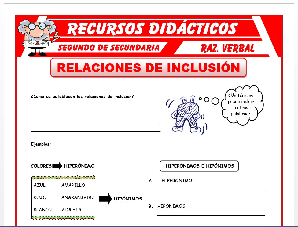 Ficha de Relación de Inclusión para Segundo de Secundaria