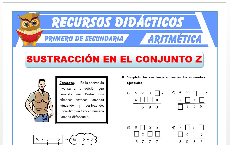 Hoja De Trabajo Y Respuestas Para Restar Números Enteros