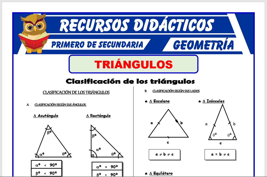 Ficha de Clasificación de Triángulos para Primero de Secundaria
