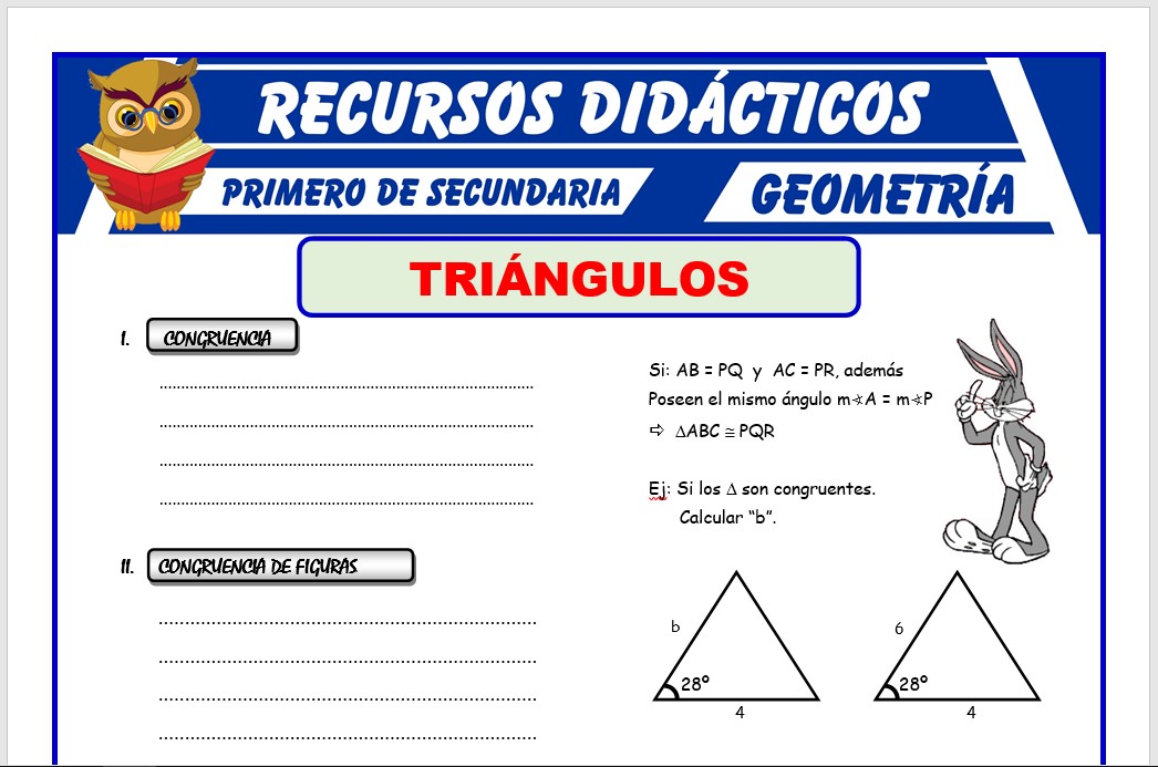 Ficha de Congruencia de Triangulos para Primero de Secundaria