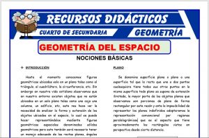Ficha de Introducción a la Geometría del Espacio para Cuarto de Secundaria