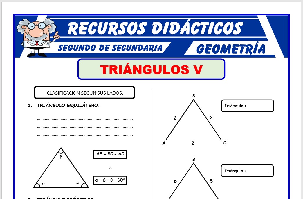Ficha de Los Triángulos Según sus Lados para Segundo de Secundaria