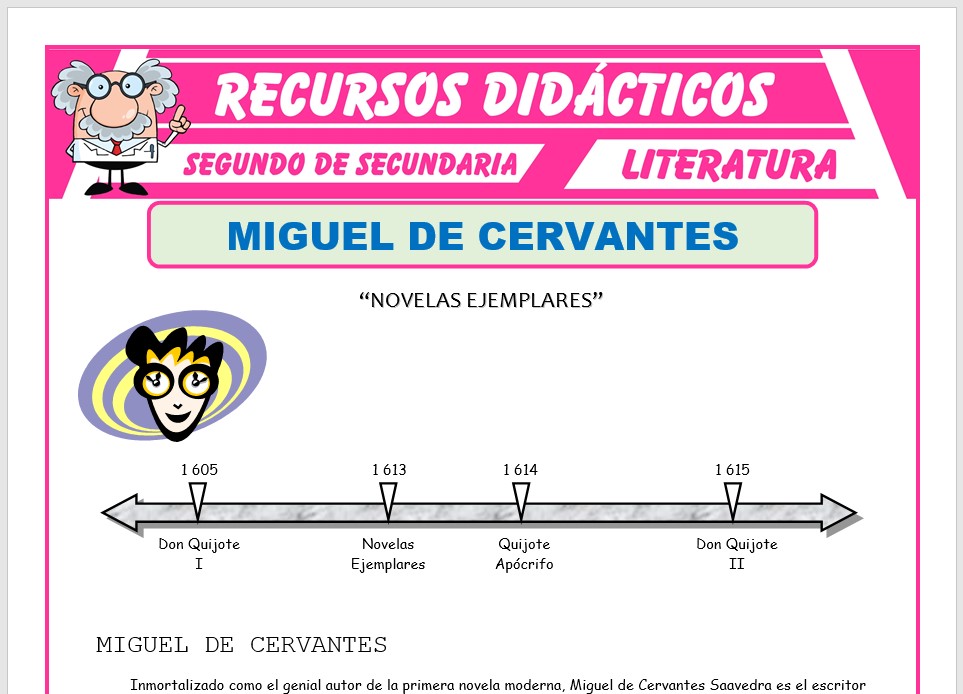 Ficha de Miguel de Cervantes Saavedra para Segundo de Secundaria
