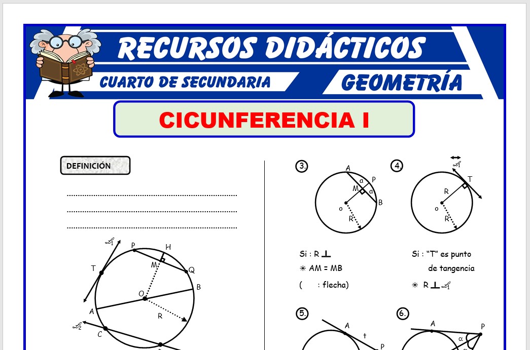 Ficha de Problemas de Circunferencia para Cuarto de Secundaria