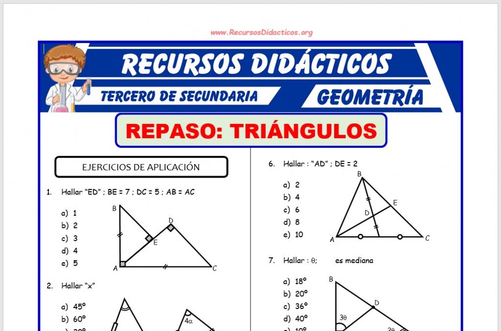 Triángulos Problemas para Tercero de Secundaria – Recursos Didácticos