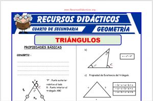 Ficha de Propiedades de los Triángulos para Cuarto de Secundaria