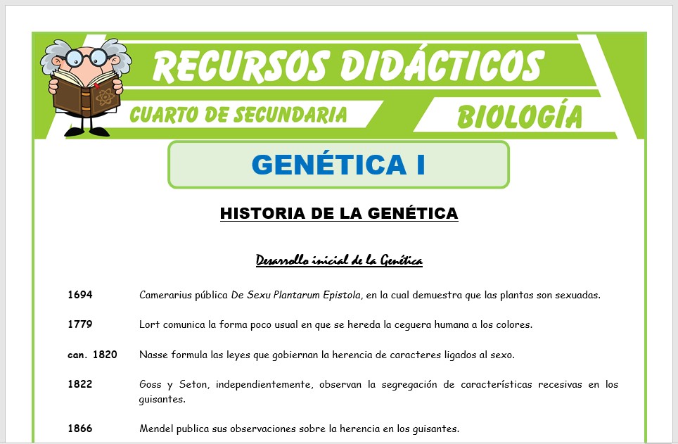 Ficha de Que Estudia la Genética para Cuarto de Secundaria