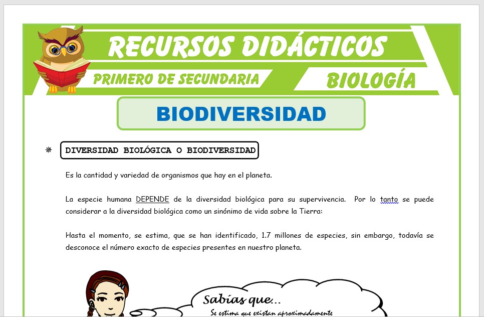 Ficha de Que es la Biodiversidad para Primero de Secundaria