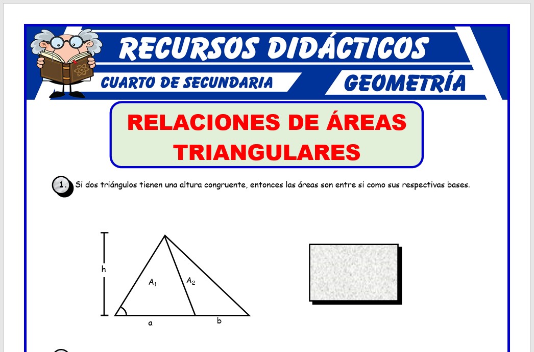 Ficha de Relaciones de Áreas Triangulares para Cuarto de Secundaria