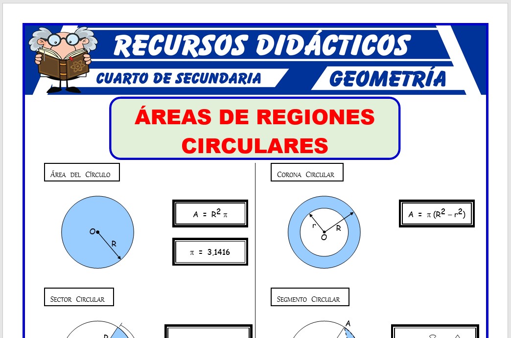 Ficha de Áreas de Regiones Circulares para Cuarto de Secundaria