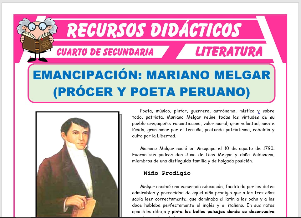Ficha de Biografía de Mariano Melgar para Cuarto de Secundaria