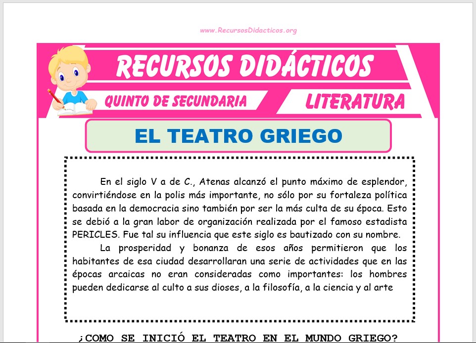 Ficha de El Teatro Griego para Quinto de Secundaria