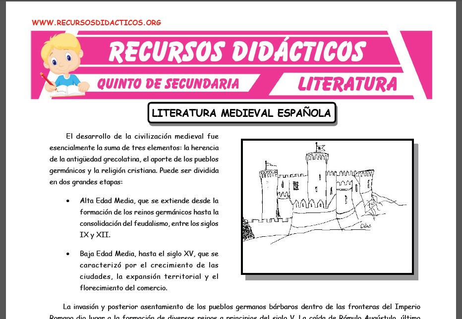 cama Magistrado interior Literatura Medieval Española para Quinto de Secundaria – Recursos 2023
