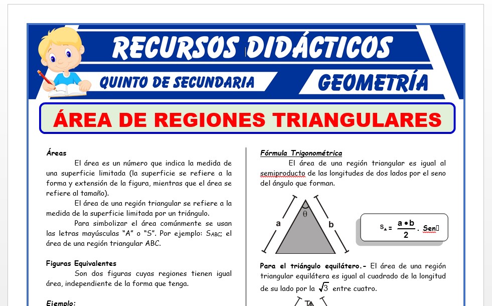 Ficha de Áreas de Regiones Triangulares para Quinto Grado de Secundaria