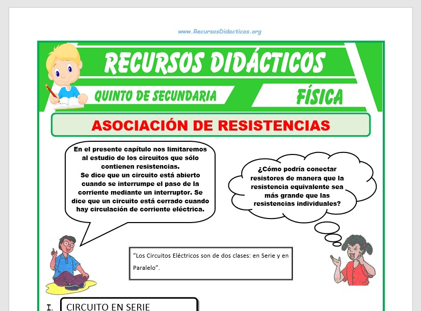 Ficha de Asociación de Resistencias para Quinto de Secundaria