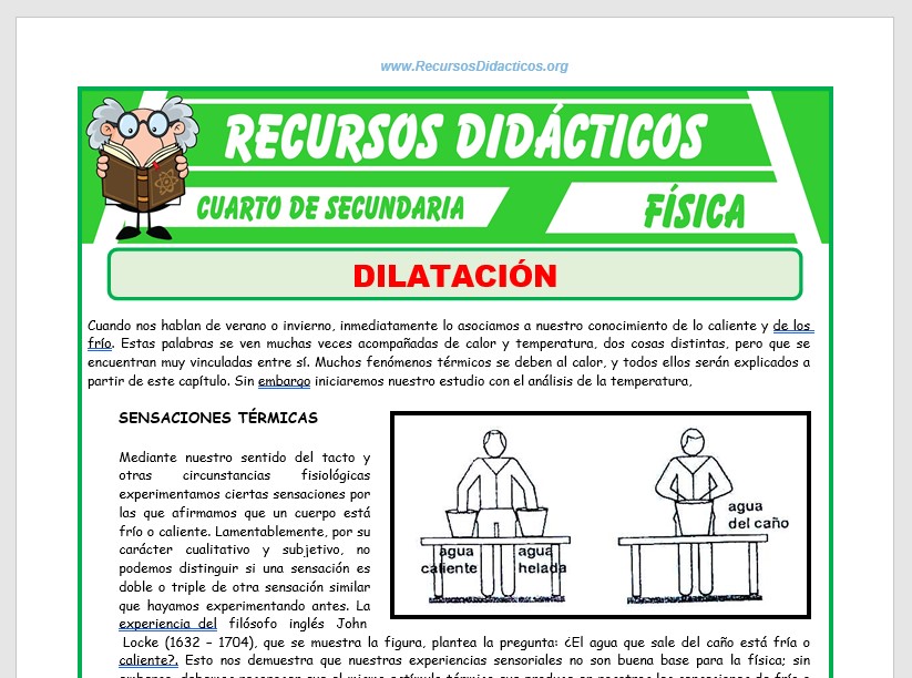 Ficha de Dilatación para Cuarto de Secundaria