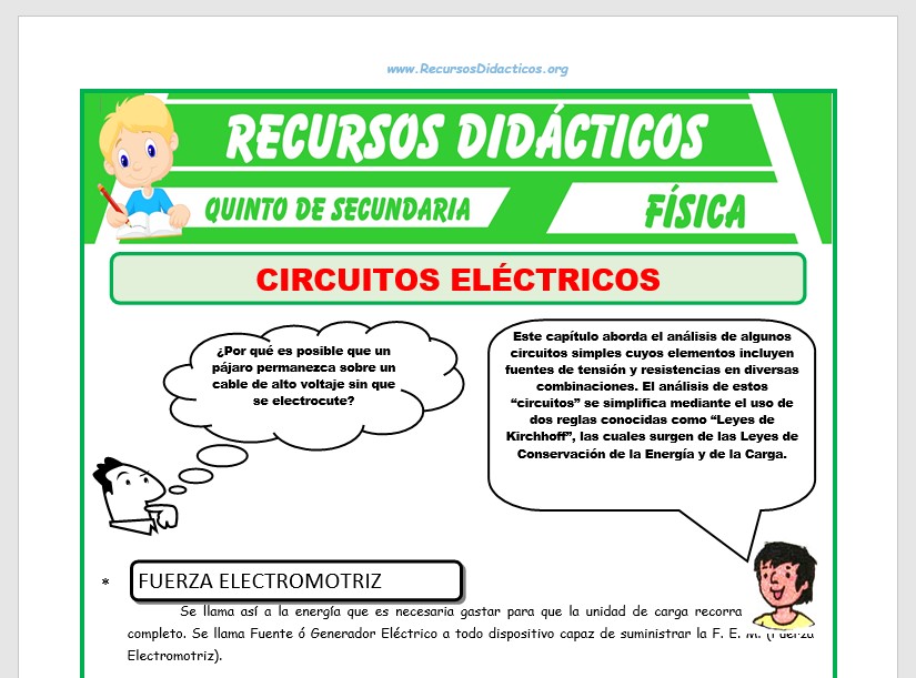 Ficha de Ejercicios de Circuitos Eléctricos para Quinto de Secundaria Ficha de Ejercicios de Circuitos Eléctricos para Quinto de Secundaria