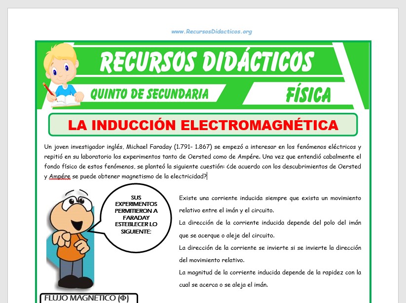 Ficha de Inducción Electromagnética para Quinto de Secundaria Ficha de Inducción Electromagnética para Quinto de Secundaria
