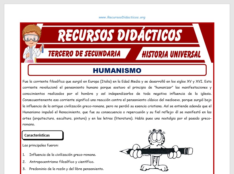 Ficha de El Humanismo para Tercero de Secundaria