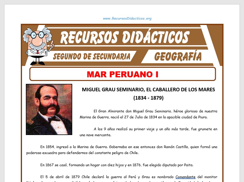 Ficha de El Mar Peruano I para Segundo de Secundaria Ficha de El Mar Peruano I para Segundo de Secundaria
