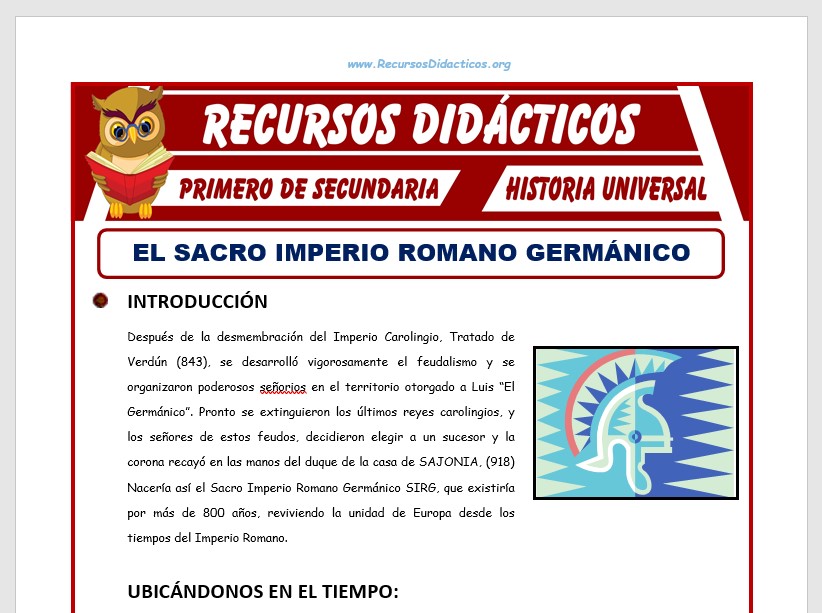 Ficha de El Sacro Imperio Romano Germánico para Segundo de Secundaria