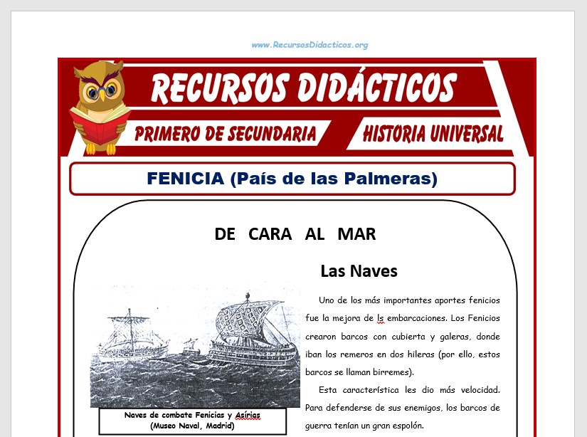 Ficha de Fenicia para Primero de Secundaria Ficha de Fenicia para Primero de Secundaria