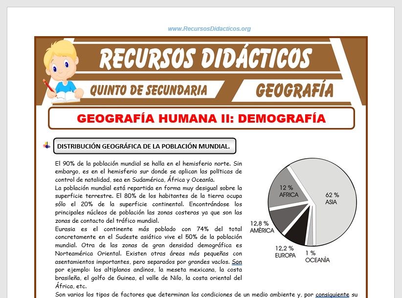Ficha de Geografía Humana del Mundo para Quinto de Secundaria