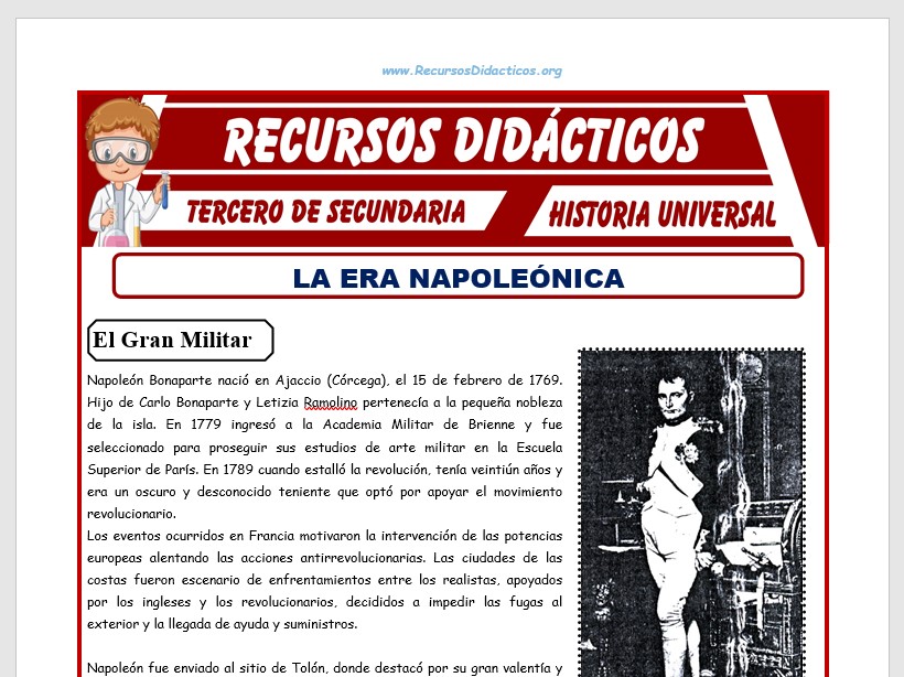Ficha de La Era Napoleónica para Tercero de Secundaria