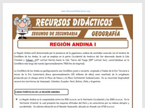 Ficha de La Región Andina para Segundo de Secundaria