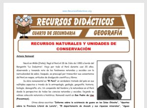 Ficha de Recursos Naturales y Unidades de Conservación para Cuarto de Secundaria