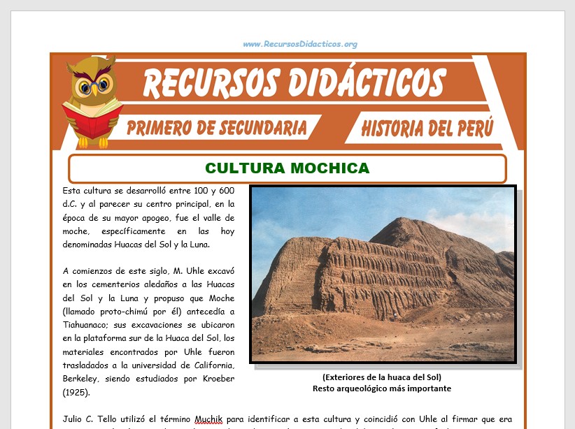 Ficha de Cultura Mochica para Primero de Secundaria