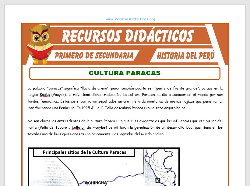 Ficha de Cultura Paracas para Primero de Secundaria