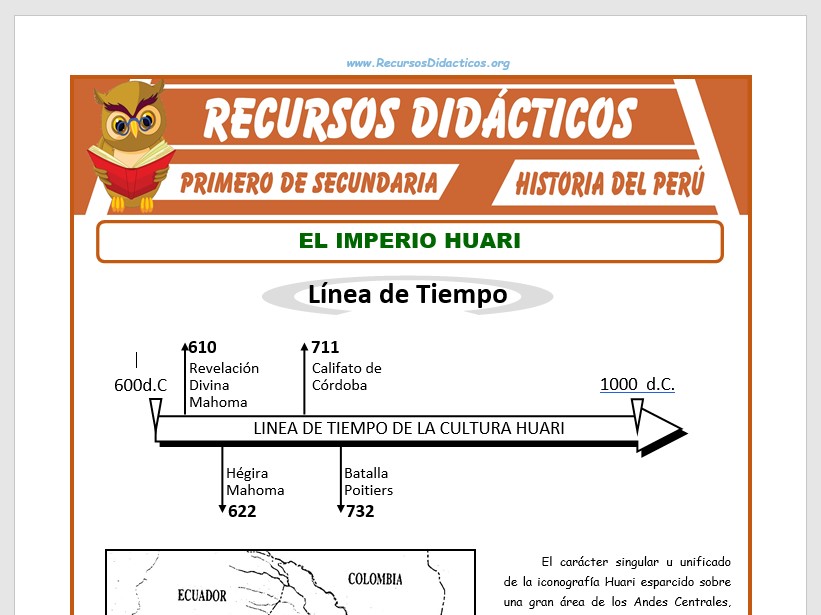 Ficha de El Imperio Huari para Primero de Secundaria