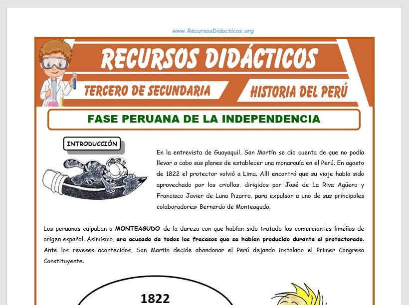 Ficha de Fase Peruana de la Independencia para Tercero de Secundaria